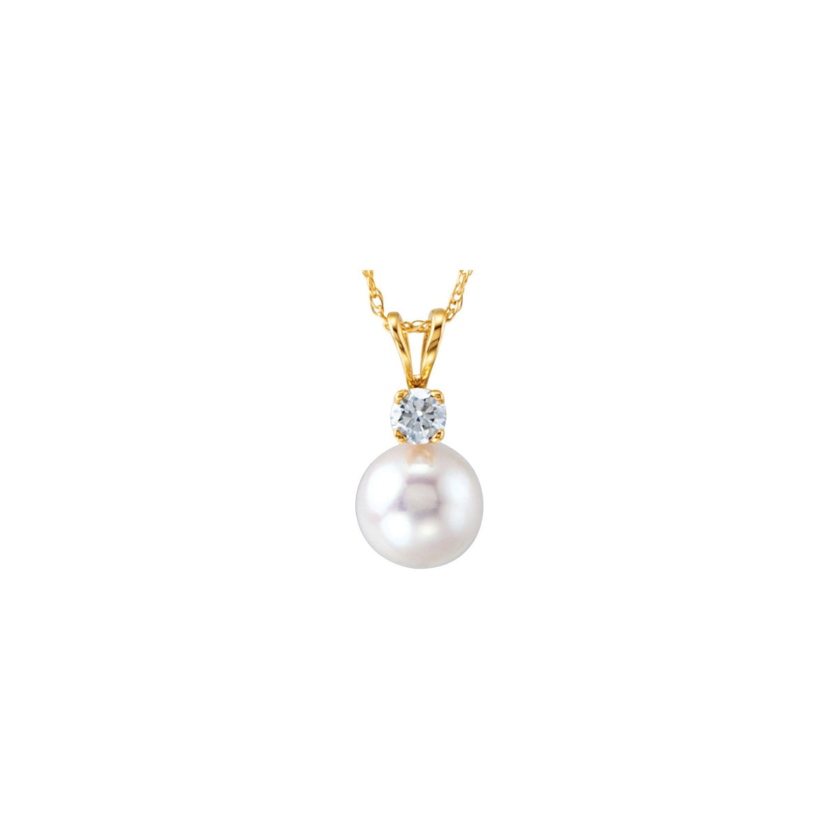 Cultured White Akoya Pearl & 1/10 CTW Natural Diamond 18" Necklace