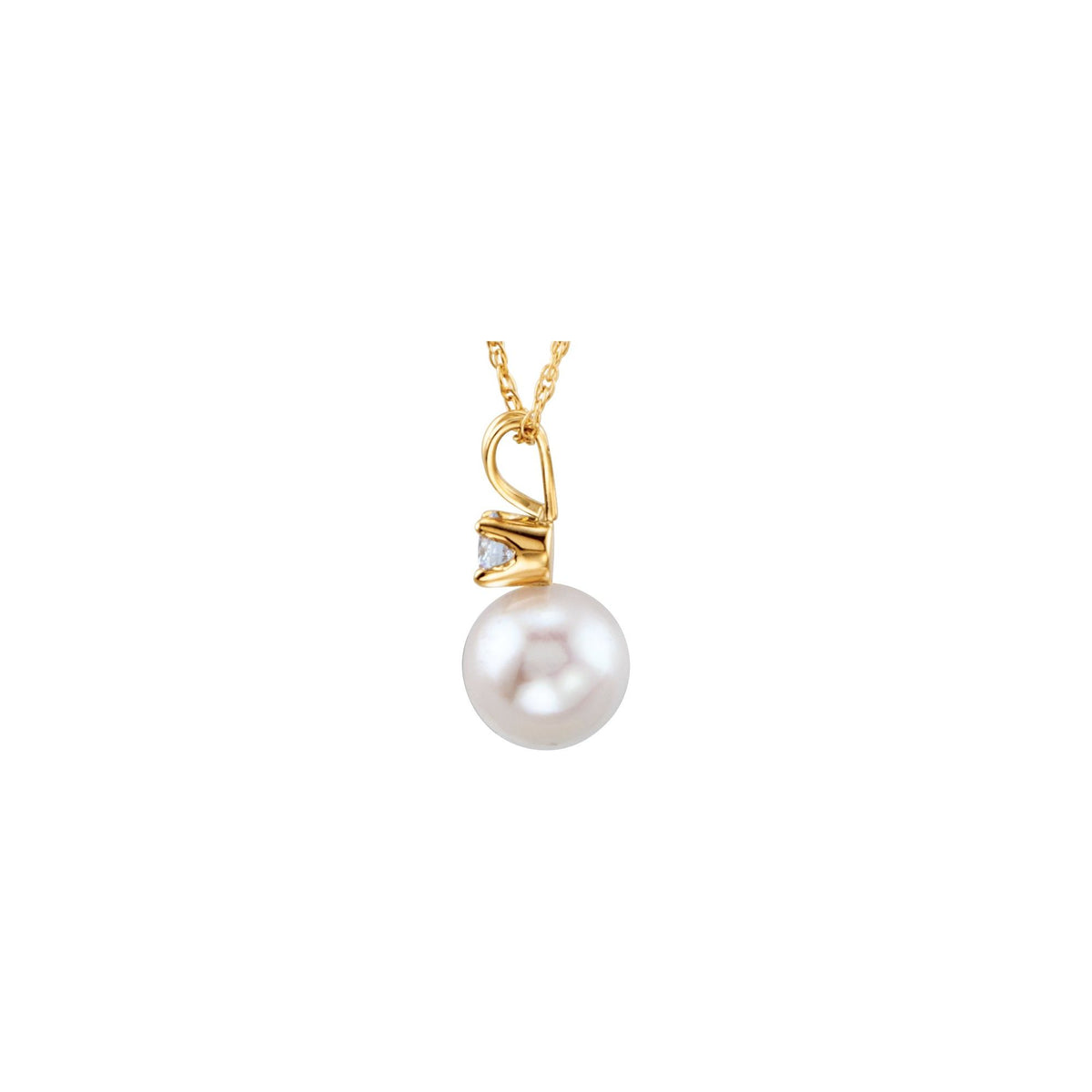 Cultured White Akoya Pearl & 1/10 CTW Natural Diamond 18" Necklace