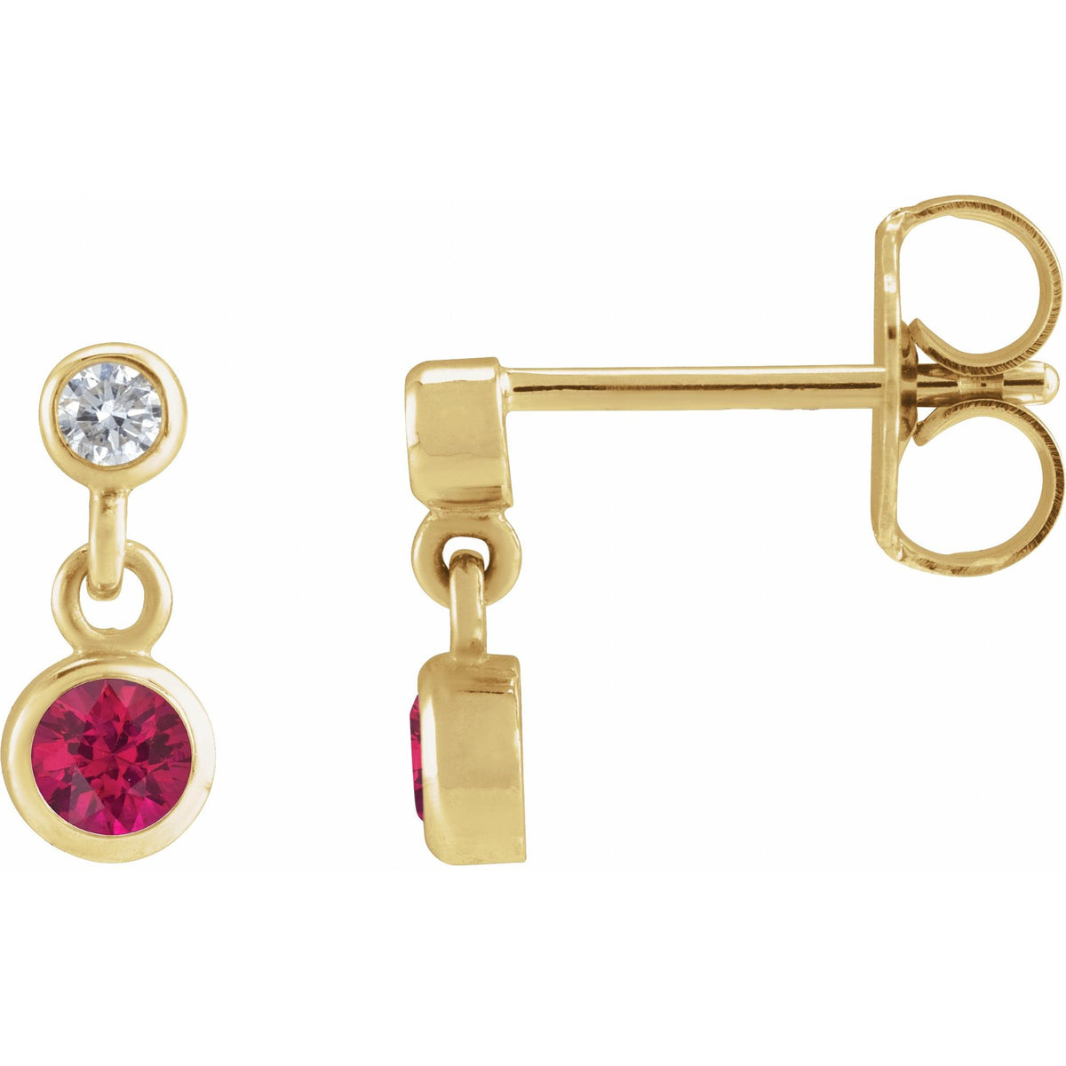 Natural Ruby & .05 CTW Natural Diamond Two-Stone Earrings