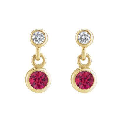 Natural Ruby & .05 CTW Natural Diamond Two-Stone Earrings