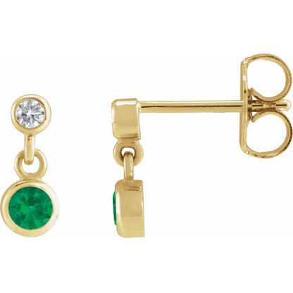 Natural Diamond Two-Stone Bezel Set Earrings