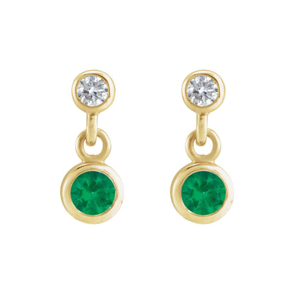 Natural Diamond Two-Stone Bezel Set Earrings