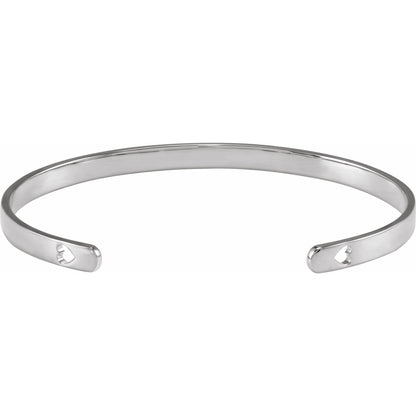 Engravable Pierced Heart Cuff 7" Bracelet