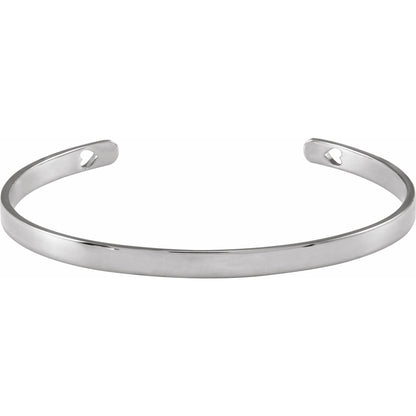 Engravable Pierced Heart Cuff 7" Bracelet