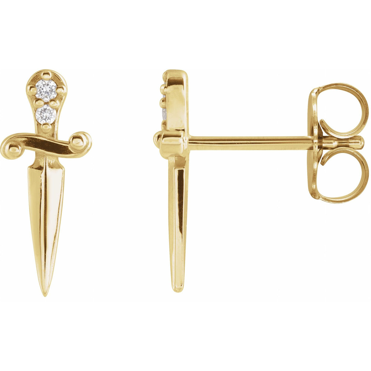 Natural Diamond Accented Dagger Earrings