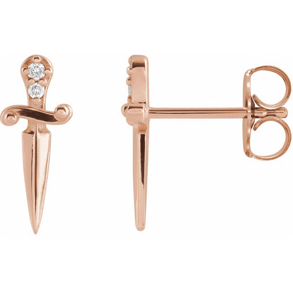 Natural Diamond Accented Dagger Earrings