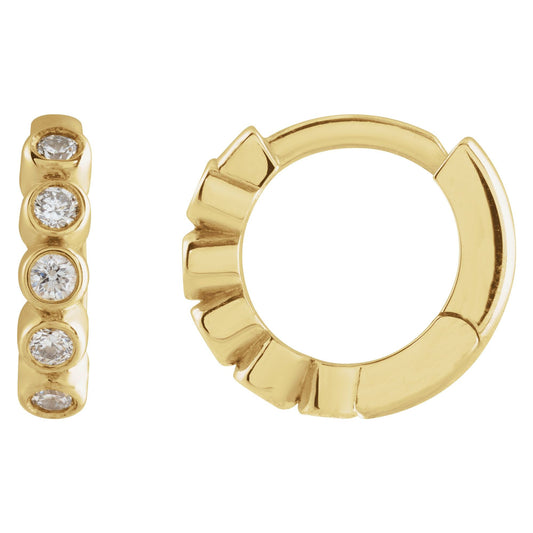Natural Diamond Hinged Hoop Earrings - 14K Yellow Gold