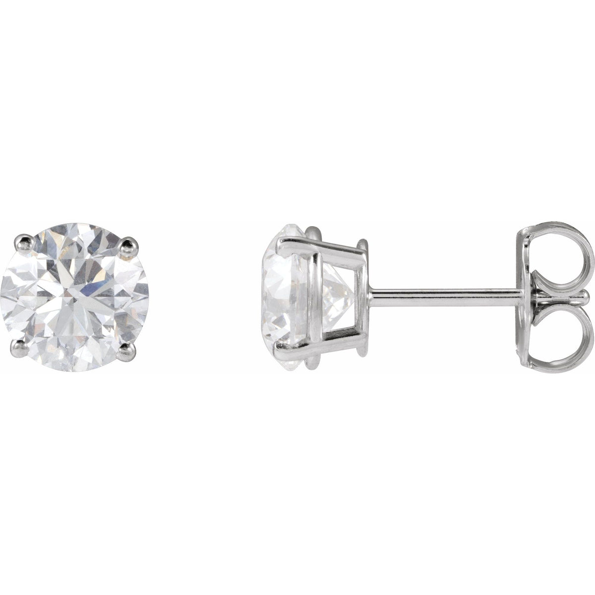Natural Diamond Round 4-Prong Lightweight Stud Earrings