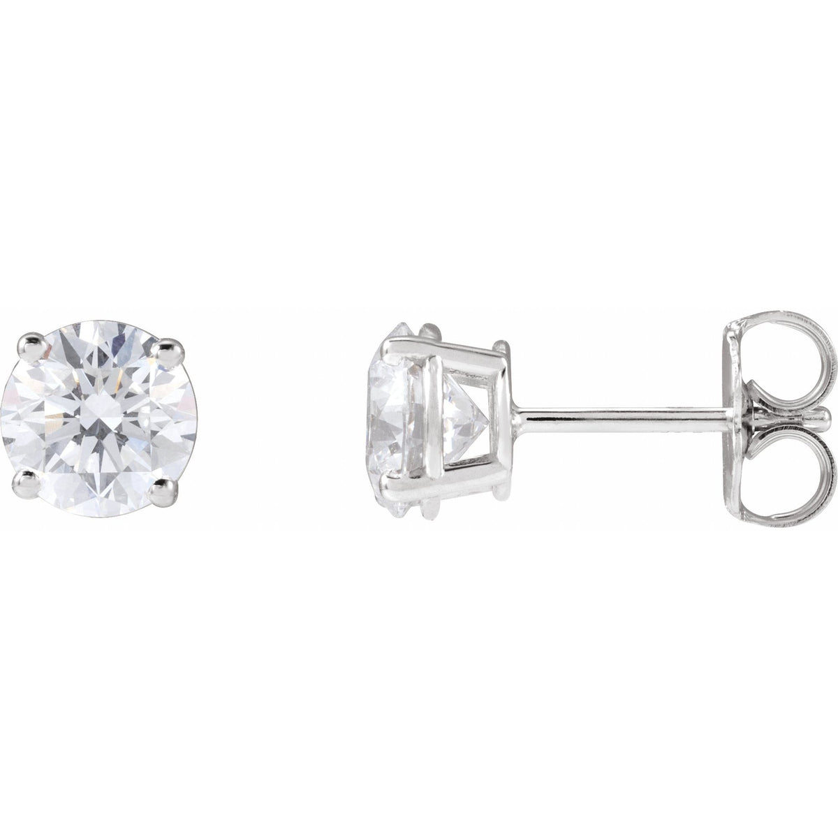 Natural Diamond Round 4-Prong Lightweight Stud Earrings