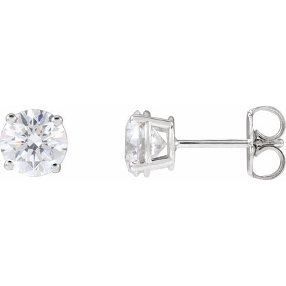 Natural Diamond Round 4-Prong Lightweight Stud Earrings