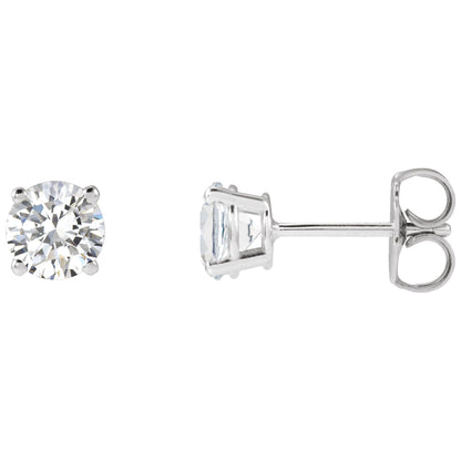 Natural Diamond Round 4-Prong Lightweight Stud Earrings