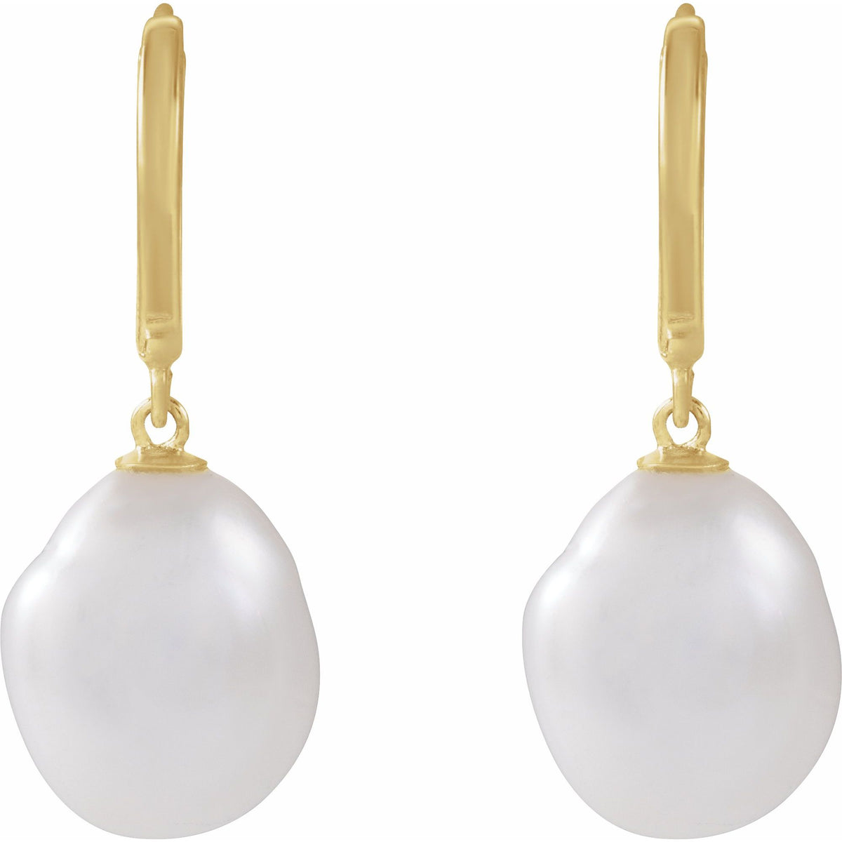 Cultured White Freshwater Keshi Pearl Hoop Earrings