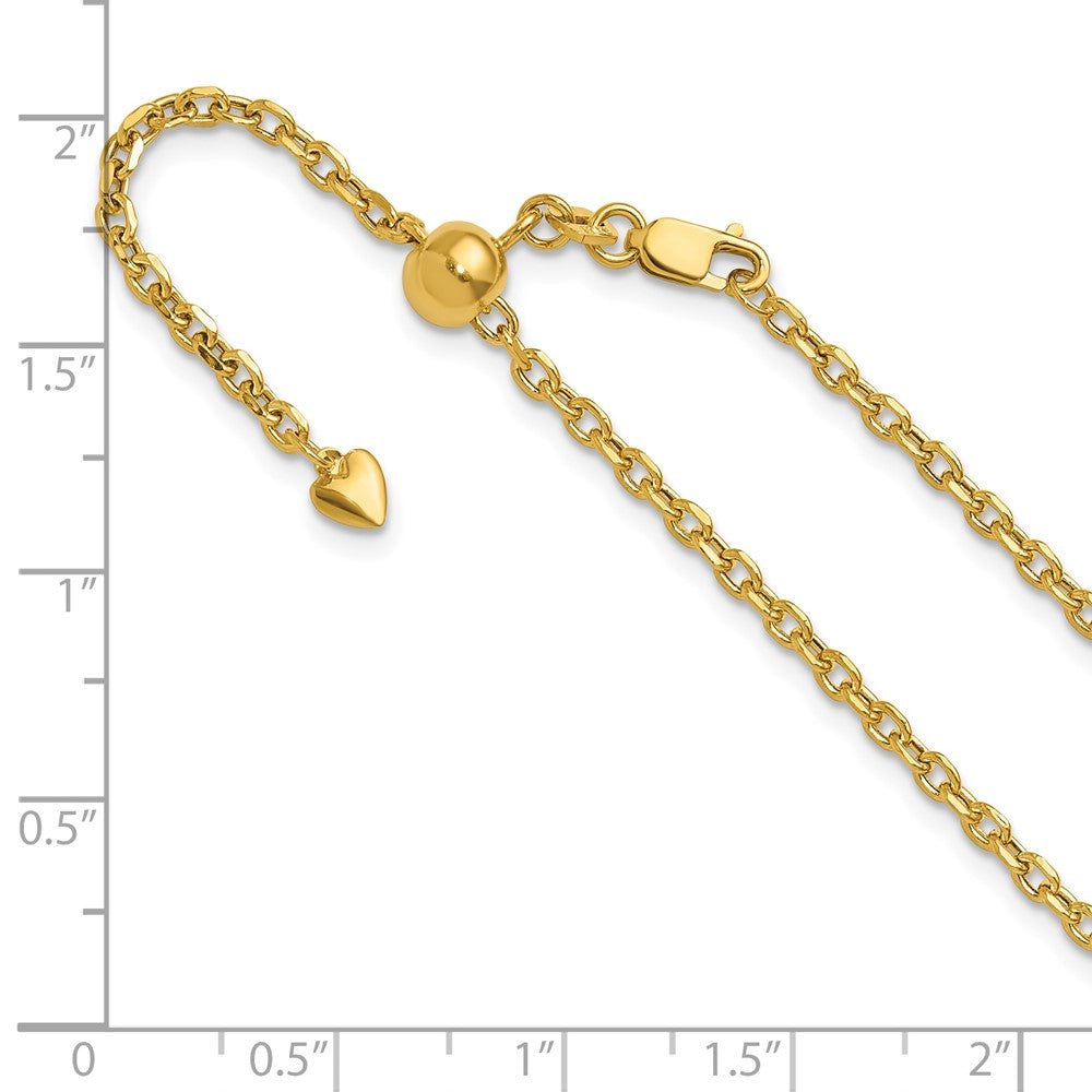 Adjustable 2.5mm Semi-Solid D/C Cable Chain - Yellow Gold