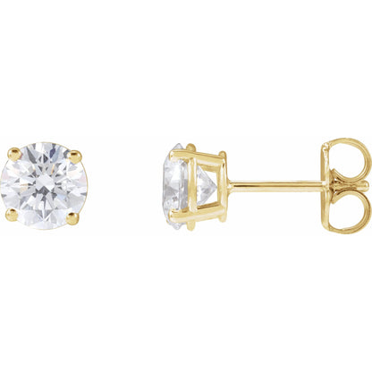 Natural Diamond Round 4-Prong Lightweight Stud Earrings