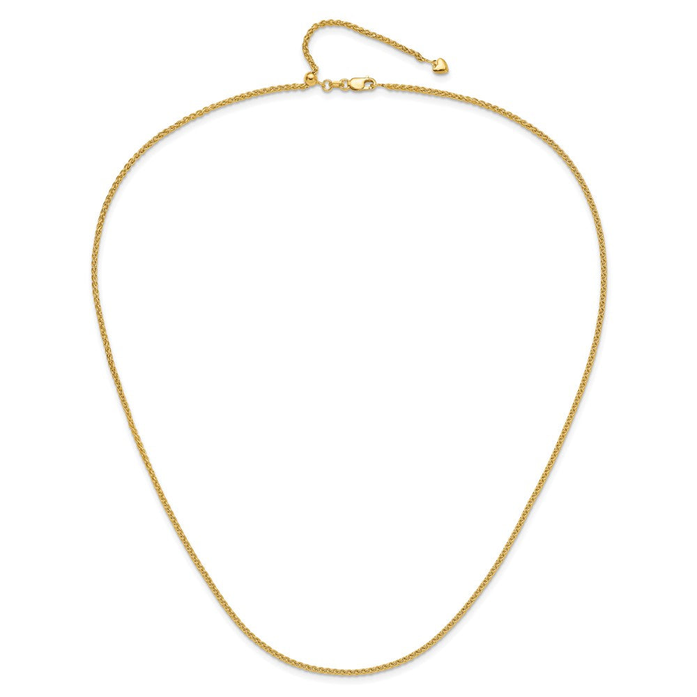 Adjustable 1.6mm Semi-solid Spiga Chain 30" - Yellow Gold