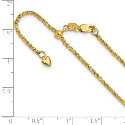 Adjustable 1.6mm Semi-solid Spiga Chain 30" - Yellow Gold