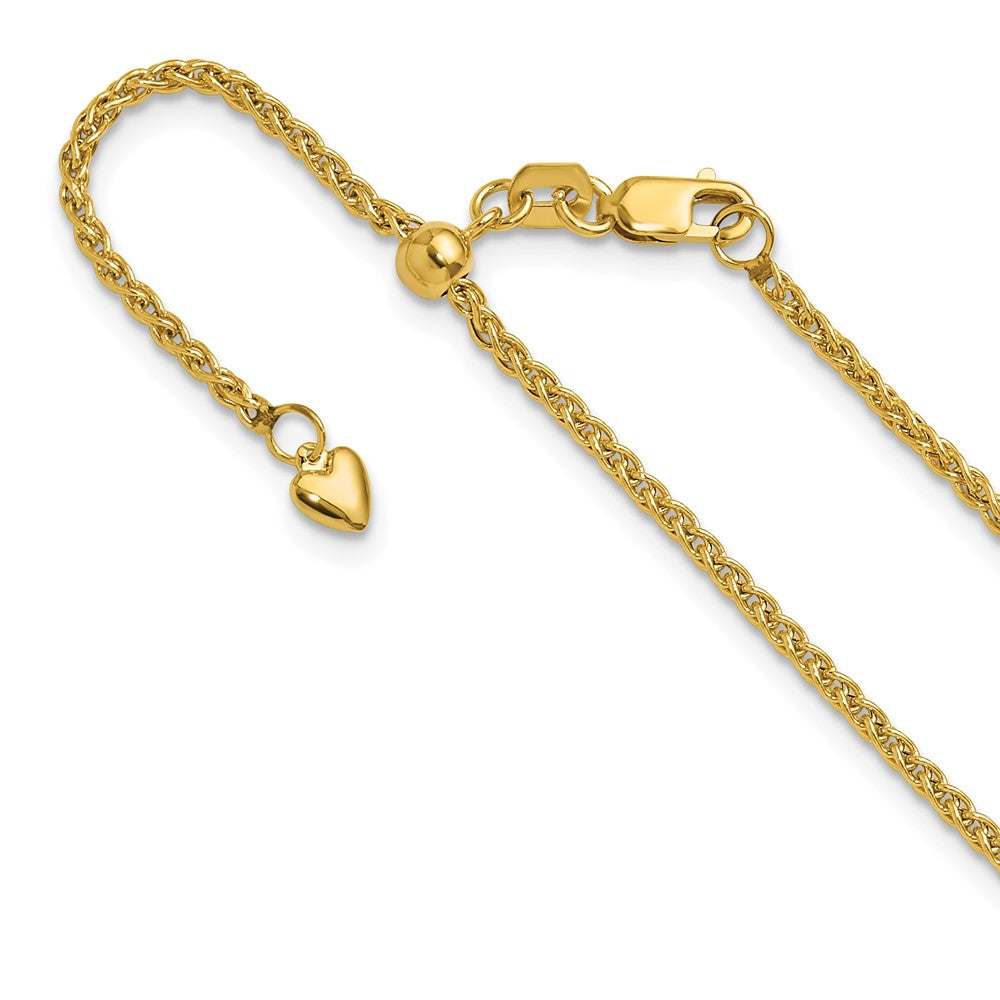 Adjustable 1.6mm Semi-solid Spiga Chain 30" - Yellow Gold