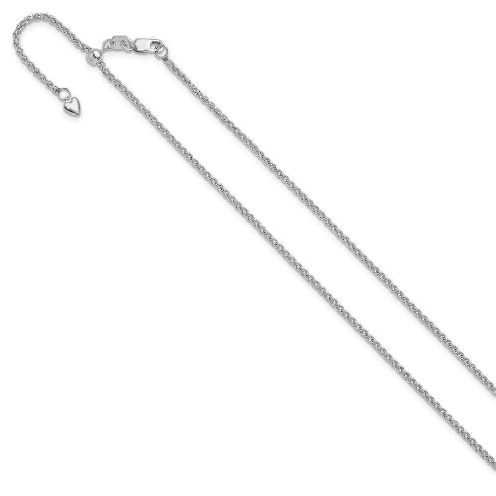 Adjustable 1.6mm Semi-solid Spiga Chain 22" - White Gold