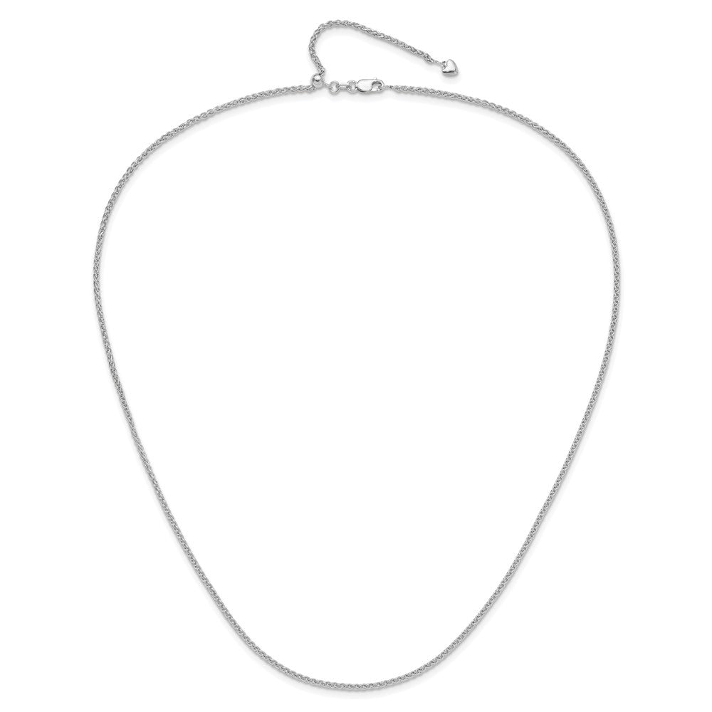 Adjustable 1.6mm Semi-solid Spiga Chain 22" - White Gold