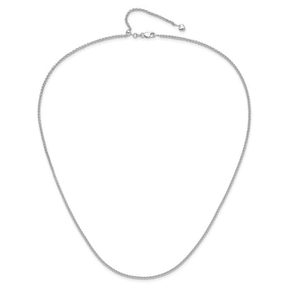 Adjustable 1.6mm Semi-solid Spiga Chain 22" - White Gold