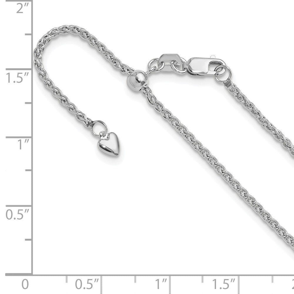 Adjustable 1.6mm Semi-solid Spiga Chain 22" - White Gold