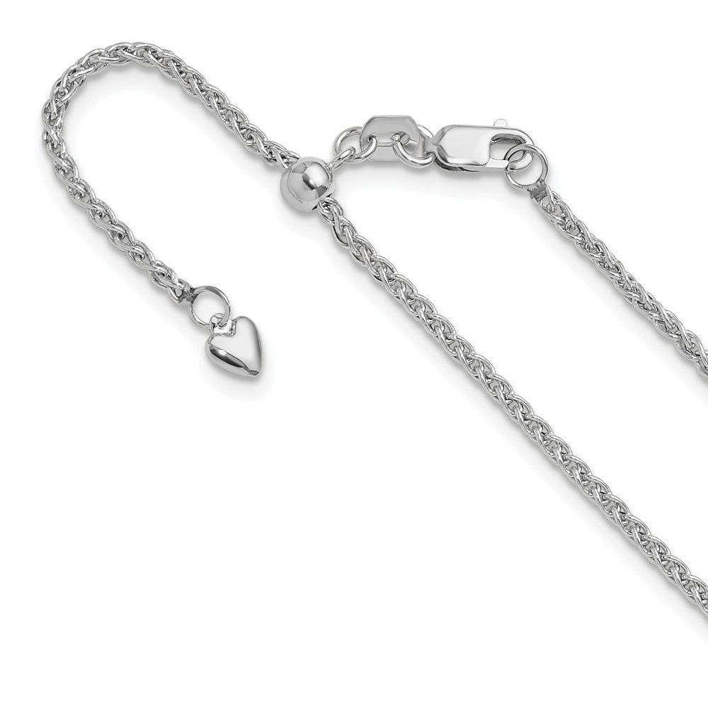 Adjustable 1.6mm Semi-solid Spiga Chain 22" - White Gold