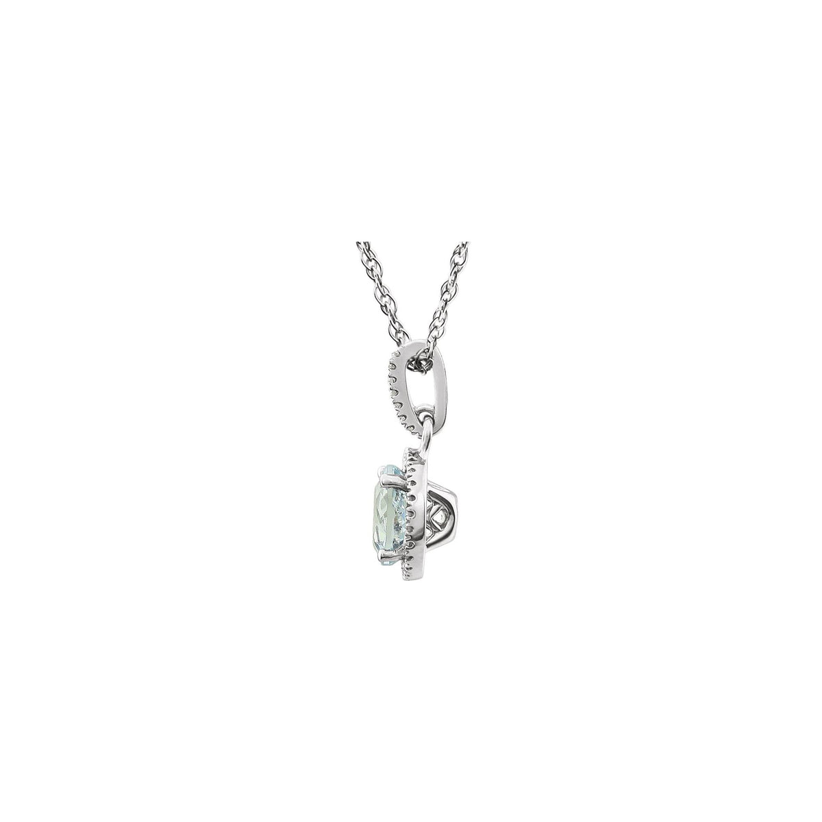 Natural Aquamarine & 1/10 CTW Natural Diamond 18" Necklace