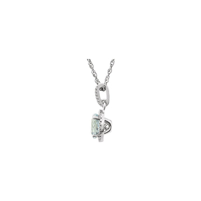 Natural Aquamarine & 1/10 CTW Natural Diamond 18" Necklace