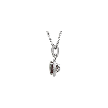 Natural Mozambique Garnet & 1/10 CTW Natural Diamond 18" Necklace