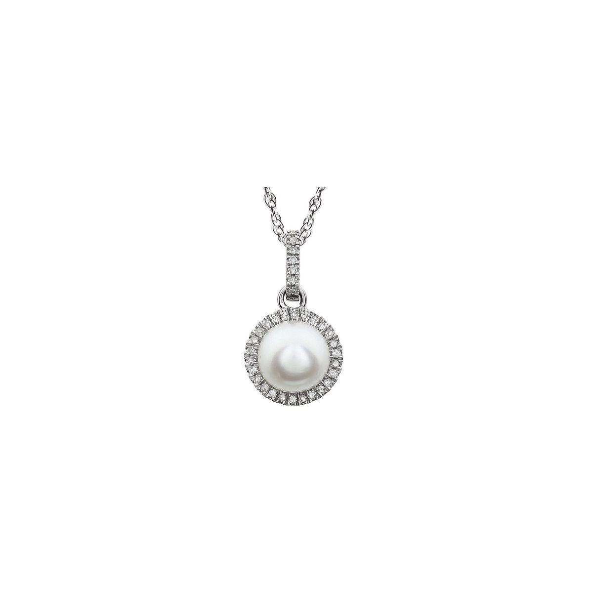Cultured White Freshwater Pearl & 1/10 CTW Natural Diamond 18" Necklace