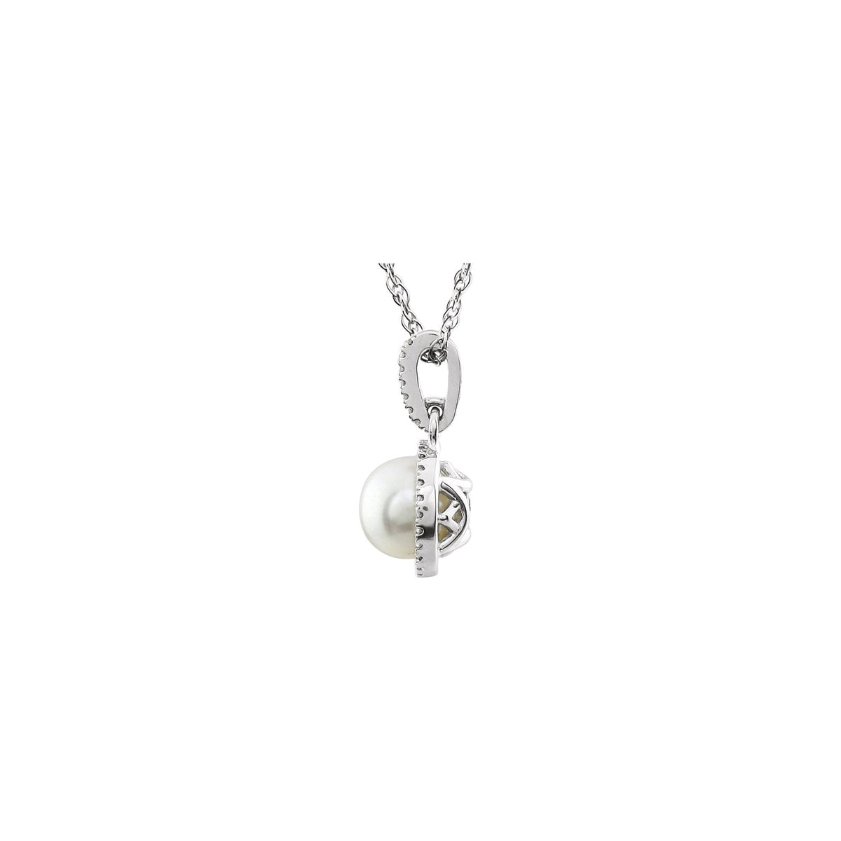 Cultured White Freshwater Pearl & 1/10 CTW Natural Diamond 18" Necklace