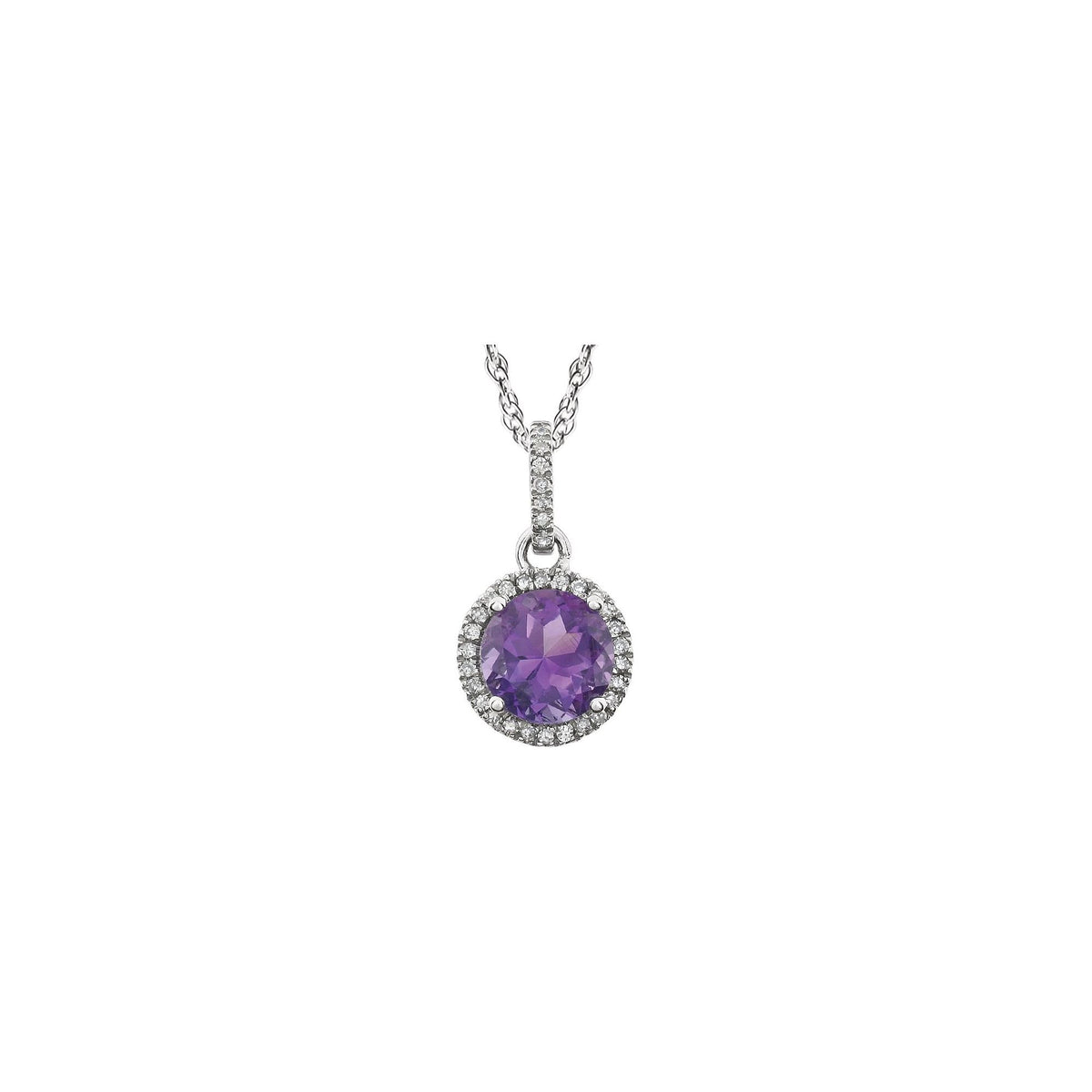 Natural Amethyst & 1/10 CTW Natural Diamond 18" Necklace