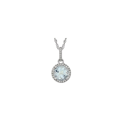 Natural Aquamarine & 1/10 CTW Natural Diamond 18" Necklace