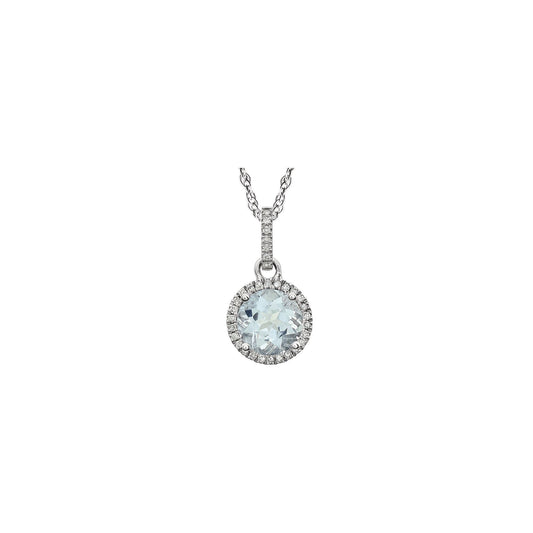 Natural Aquamarine & 1/10 CTW Natural Diamond 18" Necklace