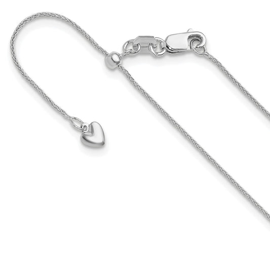 Adjustable .85mm Wheat Chain - White Gold