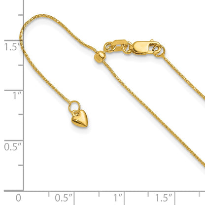 Adjustable .8mm D/C Wheat Chain - Yellow Gold