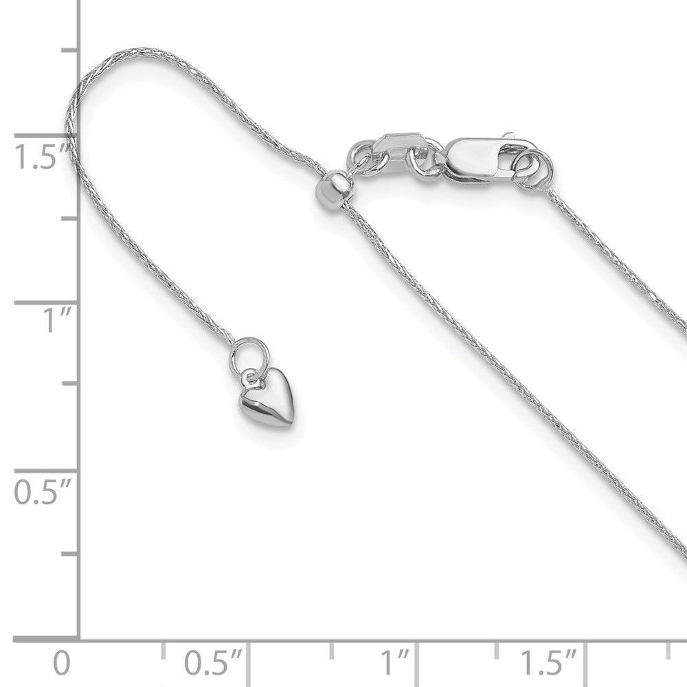 Adjustable .8mm D/C Wheat Chain - White Gold