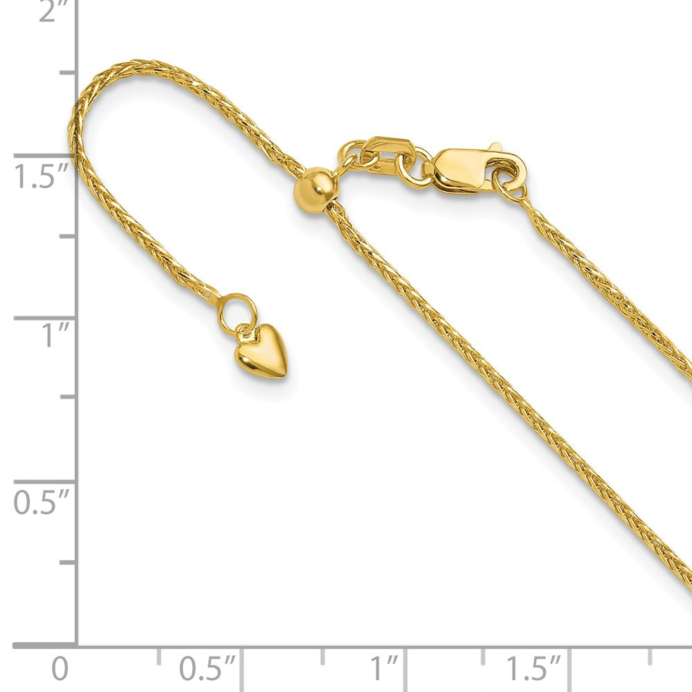 Adjustable 1.2mm D/C Wheat Chain - Yellow Gold