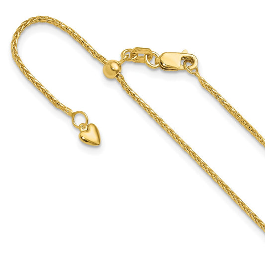 Adjustable 1.2mm D/C Wheat Chain - Yellow Gold
