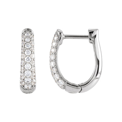 Natural Diamond Accented U-Hoop Earrings - 14K White Gold