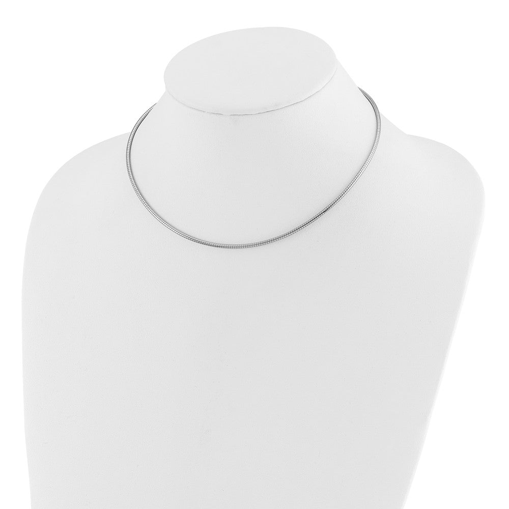 2mm Round Omega Necklace - White Gold