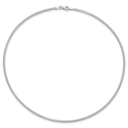 2mm Round Omega Necklace - White Gold