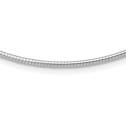 2mm Round Omega Necklace - White Gold