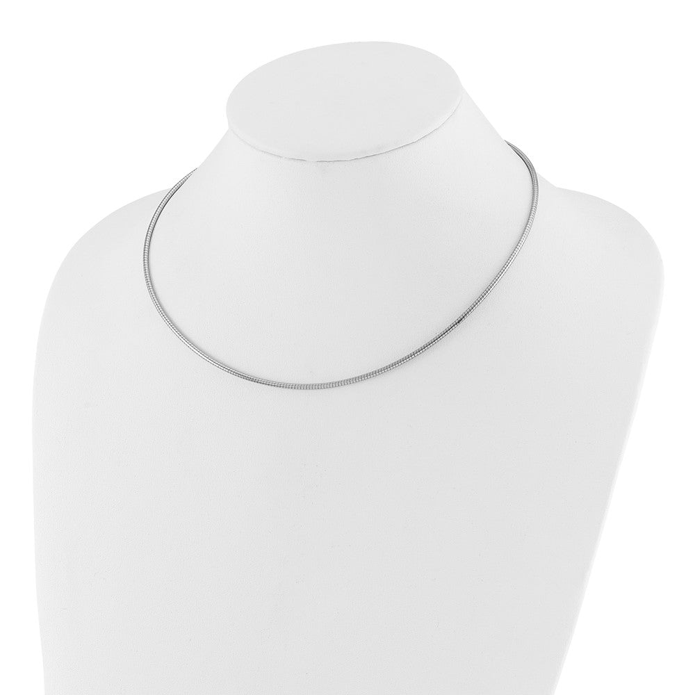 2mm Round Omega Necklace - White Gold