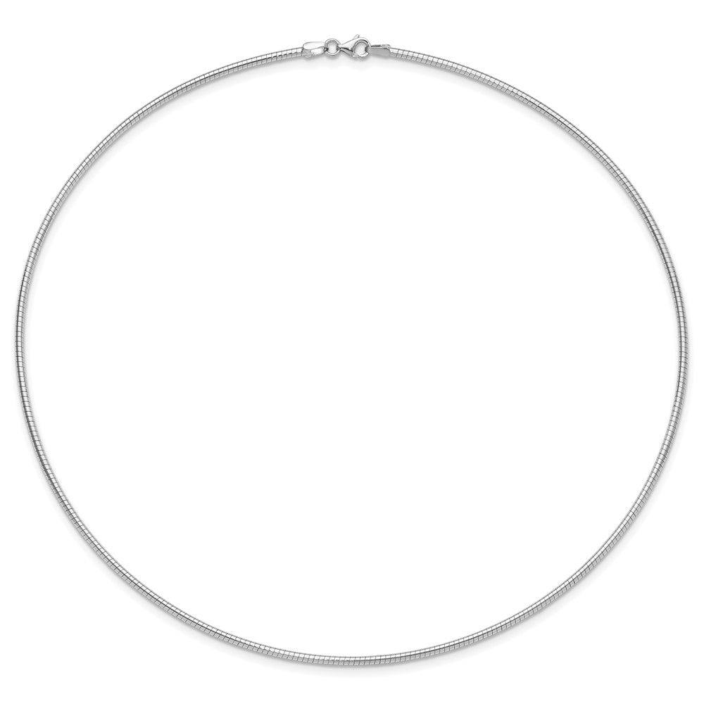 2mm Round Omega Necklace - White Gold