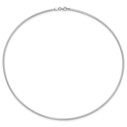 2mm Round Omega Necklace - White Gold