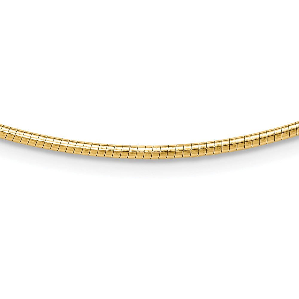 2mm Round Omega Necklace 18" - Yellow Gold