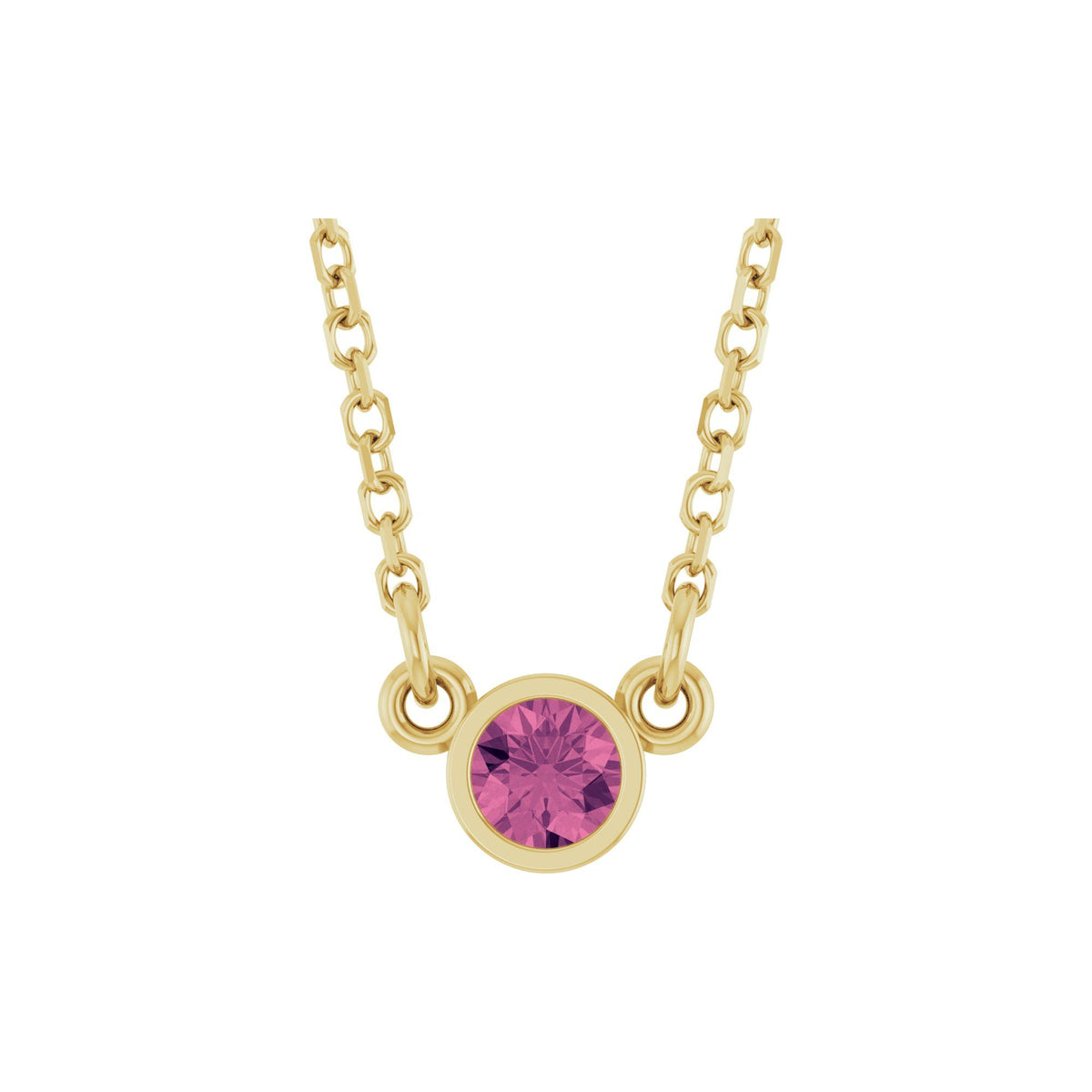 Natural Pink Tourmaline Solitaire 16" Necklace