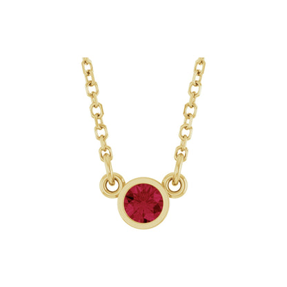 Natural Ruby Solitaire 16" Necklace