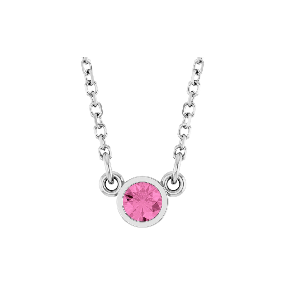 Natural Pink Sapphire Solitaire 18" Necklace